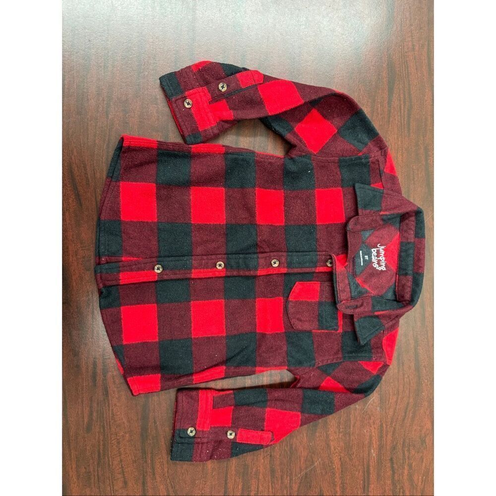 Jumping Beans Plaid Fleece Long Sleeve Button Up Boys Size 3T
